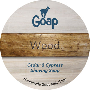 Goap Wood shaving soap label
